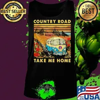 Grateful dead bus country road take me home vintage retro s Tank top