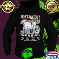 Grey's anatomy 15 years of release 2005 2020 thank you for the memories signatures s Hoodie