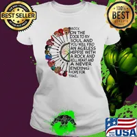 Guitar knock on the door to my soul and you will find an ageless hippie with a rock and roll heart and a never ending hope for peace s Ladies tee