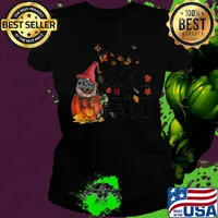 Halloween gnomes and butterflies drink wine fall maple leaves s Ladies tee