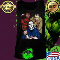 Halloween horror characters freddy krueger jason voorhees and michael myers s Tank top