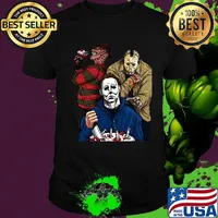 Halloween horror characters freddy krueger jason voorhees and michael myers shirt