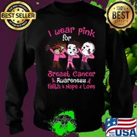 Halloween horror characters i wear pink for breast cancer awareness faith hope love s Sweater