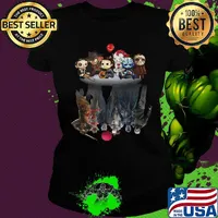 Halloween horror characters water reflection s Ladies tee