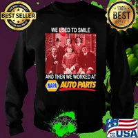 Halloween horror characters we used to smile and then we worked at napa auto parts s Sweater