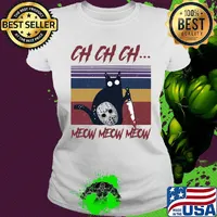 Halloween jason voorhees cat ch meow vintage retro s Ladies tee