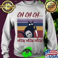 Halloween jason voorhees cat ch meow vintage retro s Sweater