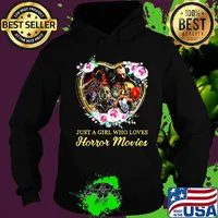 Halloween just a girl who loves horror movies flowers heart black s Hoodie