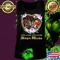 Halloween just a girl who loves horror movies flowers heart s Tank top