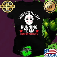 Halloween michael myers camp crystal lake running team run for your life stars s Ladies tee