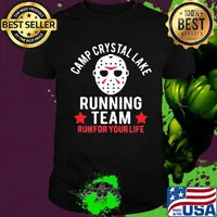 Halloween michael myers camp crystal lake running team run for your life stars shirt