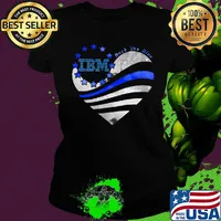 Heart ibm logo back the blue american flag happy independence day s Ladies tee