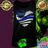 Heart ibm logo back the blue american flag happy independence day s Tank top