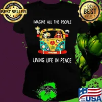 Hippie imagine all the people living life in peace s Ladies tee