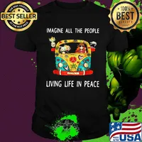 Hippie imagine all the people living life in peace shirt