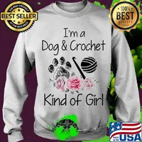 I'm a dog and crochet kind of girl footprint rose s Sweater