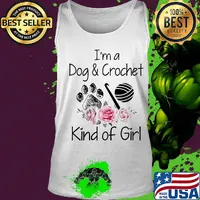 I'm a dog and crochet kind of girl footprint rose s Tank top