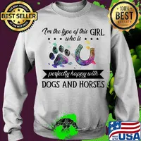 I'm the type this girl who is perfectly happy wiht dogs and horses footprint s Sweater