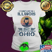 I may live in illinois but my story began in ohio vintage retro s Ladies tee