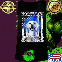 If your path demands you walk through hell walk as if you own the place golden retriever american flag independence day s Tank top