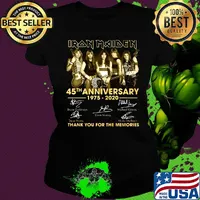 Iron maiden band 45th anniversary 1975 2020 thank you for the memories signatures guitar s Ladies tee