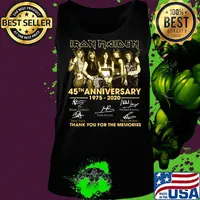 Iron maiden band 45th anniversary 1975 2020 thank you for the memories signatures guitar s Tank top