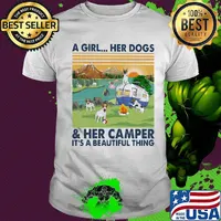 Jack Russell a woman her dog paw and her camper it's a beautiful thing vintage retro shirt