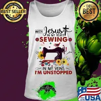 Jesus in my heart sewing in my veins I'm unstopped flower bird cross s Tank top