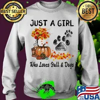 Just a girl who loves fall and paw dogs pumpkin maple leaves s Sweater