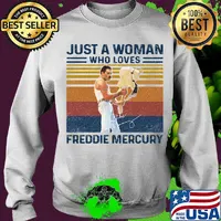 Just a woman who loves freddie mercury signature vintage retro s Sweater