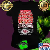 Kansas city chiefs football team super liv bowl champios 2020 signatures s Ladies tee