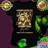 Legends never die 17 johnny cash thank you for the memories signature s Ladies tee