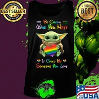 Lgbt baby yoda hug heart be careful who you hate it could be someone you love s Tank top
