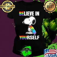 Lgbt flag snoopy believe in yourself s Ladies tee