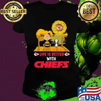 Life is better with Chiefs snoopy and Chailer brown s Ladies tee