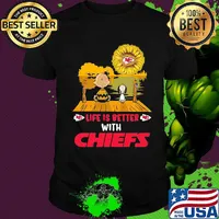 Life is better with Chiefs snoopy and Chailer brown shirt