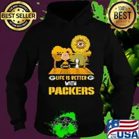 Life is better with Packers Sunflower snoopy and charlie brown s Hoodie