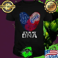 Los angeles dodgers and los angeles clippers its' in my dna heart shirt