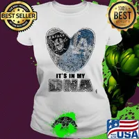 Los angeles raiders and los angeles dodgers hearts it's in my dna s Ladies tee