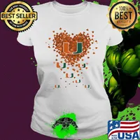 Miami Hurricanes three wolves heart s Ladies tee