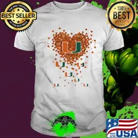 Miami Hurricanes three wolves heart shirt