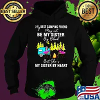 My best camping friend May not be my sister by blood but she of my sister by heart flamingo fire moon tree s Hoodie