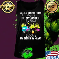 My best camping friend May not be my sister by blood but she of my sister by heart flamingo fire moon tree s Tank top