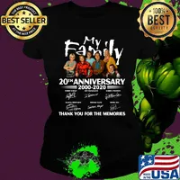 My family 20th anniversary 2000 2020 thank you for the memories signatures s Ladies tee