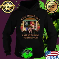 Never underestimate a man who reads stephen king books vintage retro s Hoodie