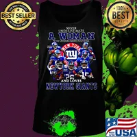 Never underestimate a woman who understands football and loves new york giants logo s Tank top