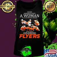 Never underestimate a woman who understands hockey and loves philadelphia flyers team s Tank top