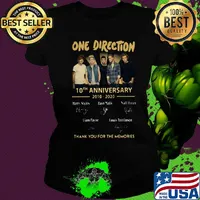 One direction 10th anniversary 2010 2020 thank you for the memories signatures s Ladies tee