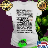 One of us hole in your soul king kong song abba band flowers s Ladies tee