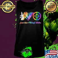 Peace love Pittsburgh Steelers Diamond LGBT s Tank top